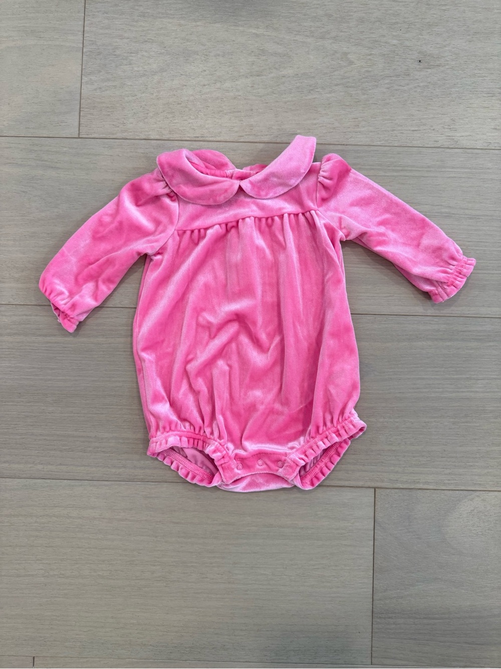 Cat & Jack Pink Velvet Peter Pan Collar Baby One-Piece